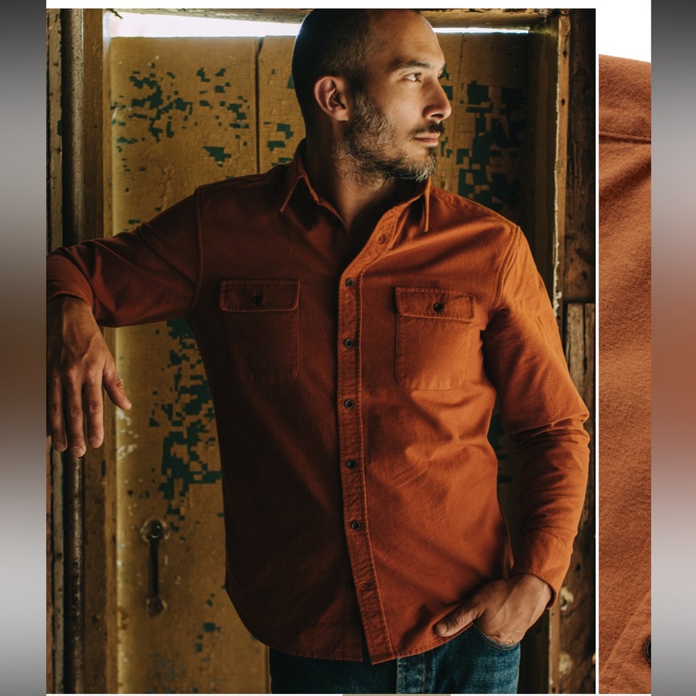 Taylor Stitch Men's Casual Button Down Shirt in Rust